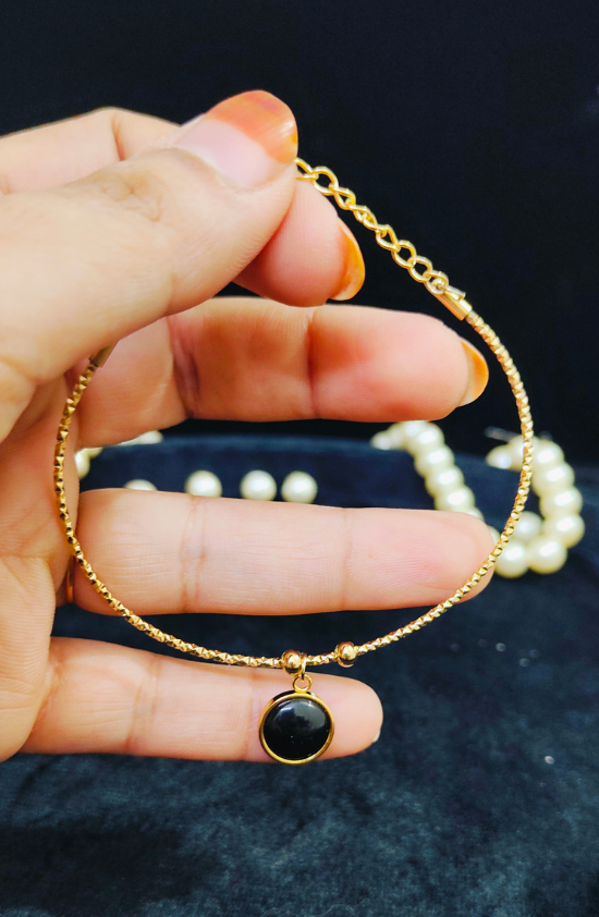 Anti Tarnish Black Stone Bracelet