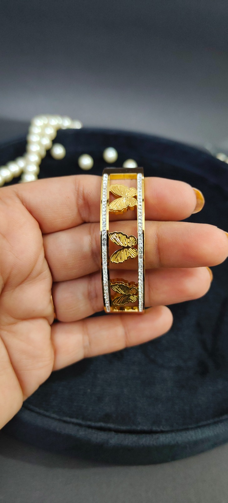 Anti Tarnish White Stone Butterfly Bracelet