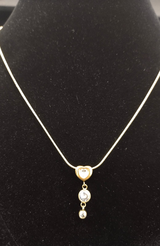 Anti-Tarnish Gold Plated Necklace With White Stone