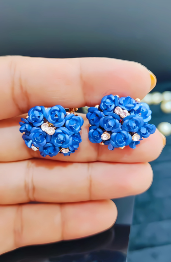 Anti-Tarnish Blue Blossom Studs