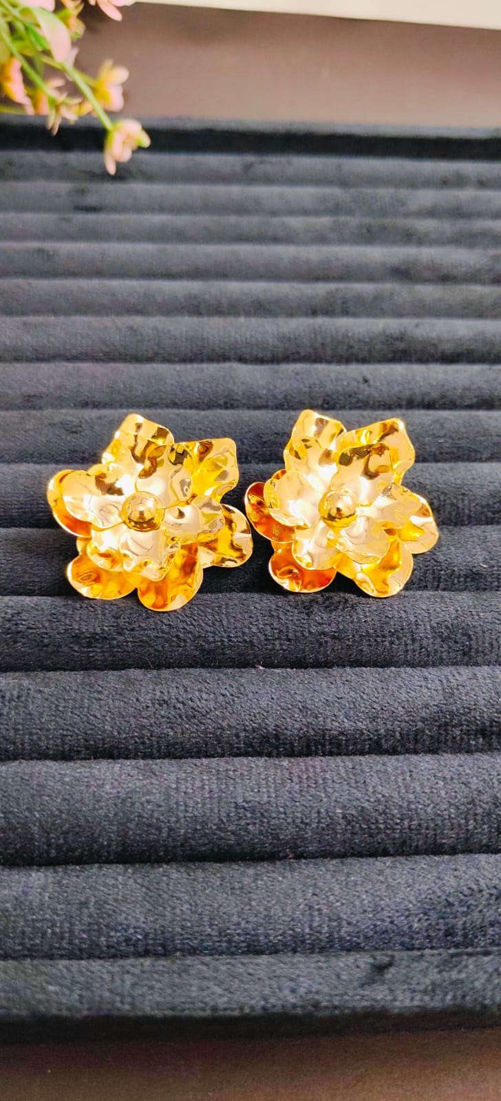 Anti Tarnish Gold Plated Premium Flower Ear Rings