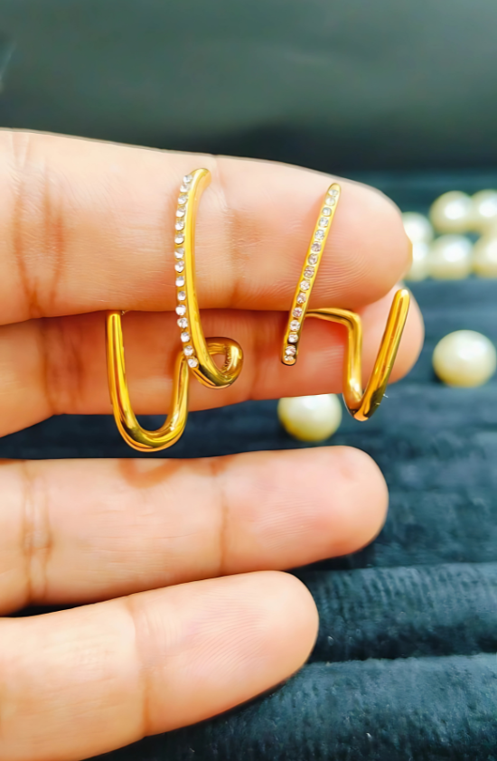 Anti-Tarnish Golden Wave Hoops