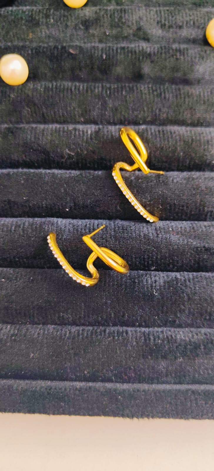 Anti-Tarnish Golden Wave Hoops