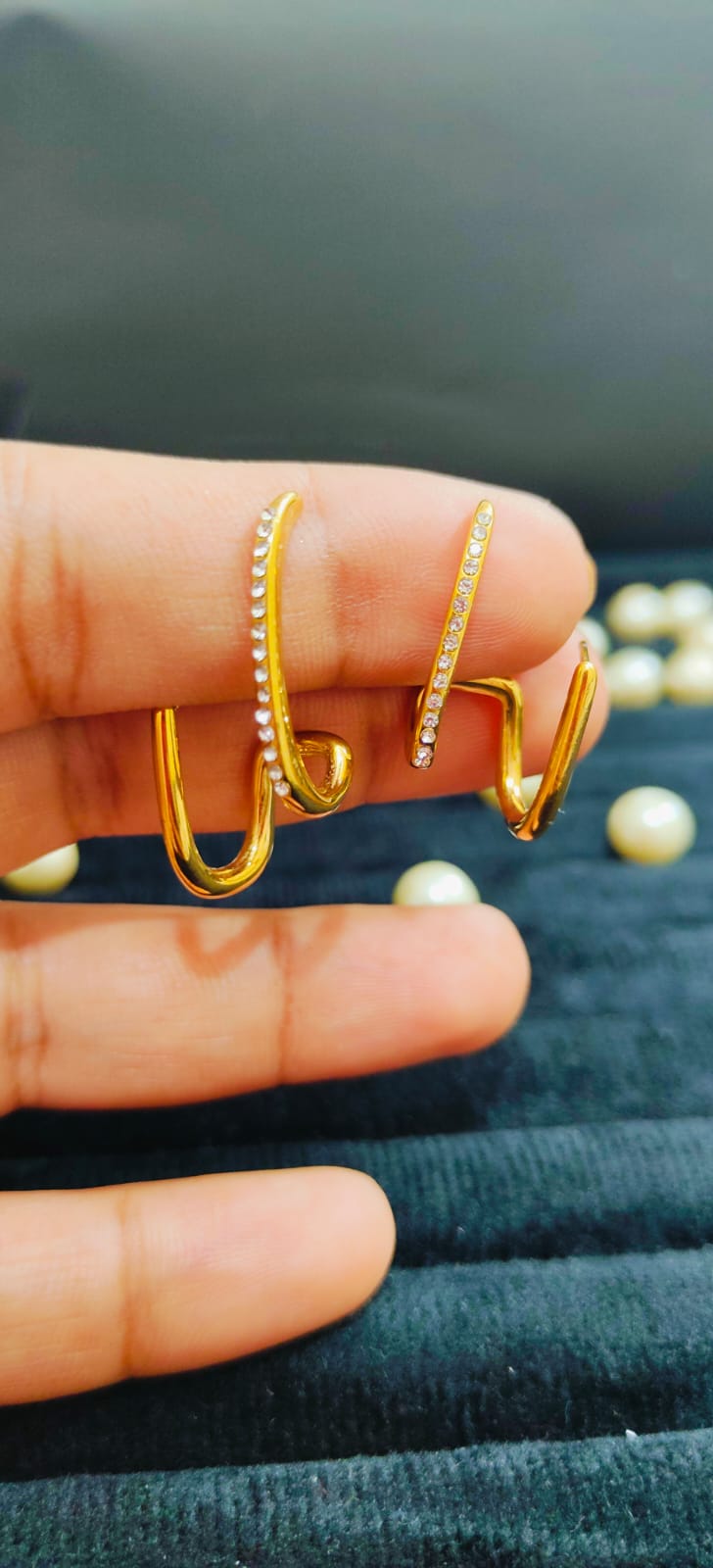 Anti-Tarnish Golden Wave Hoops