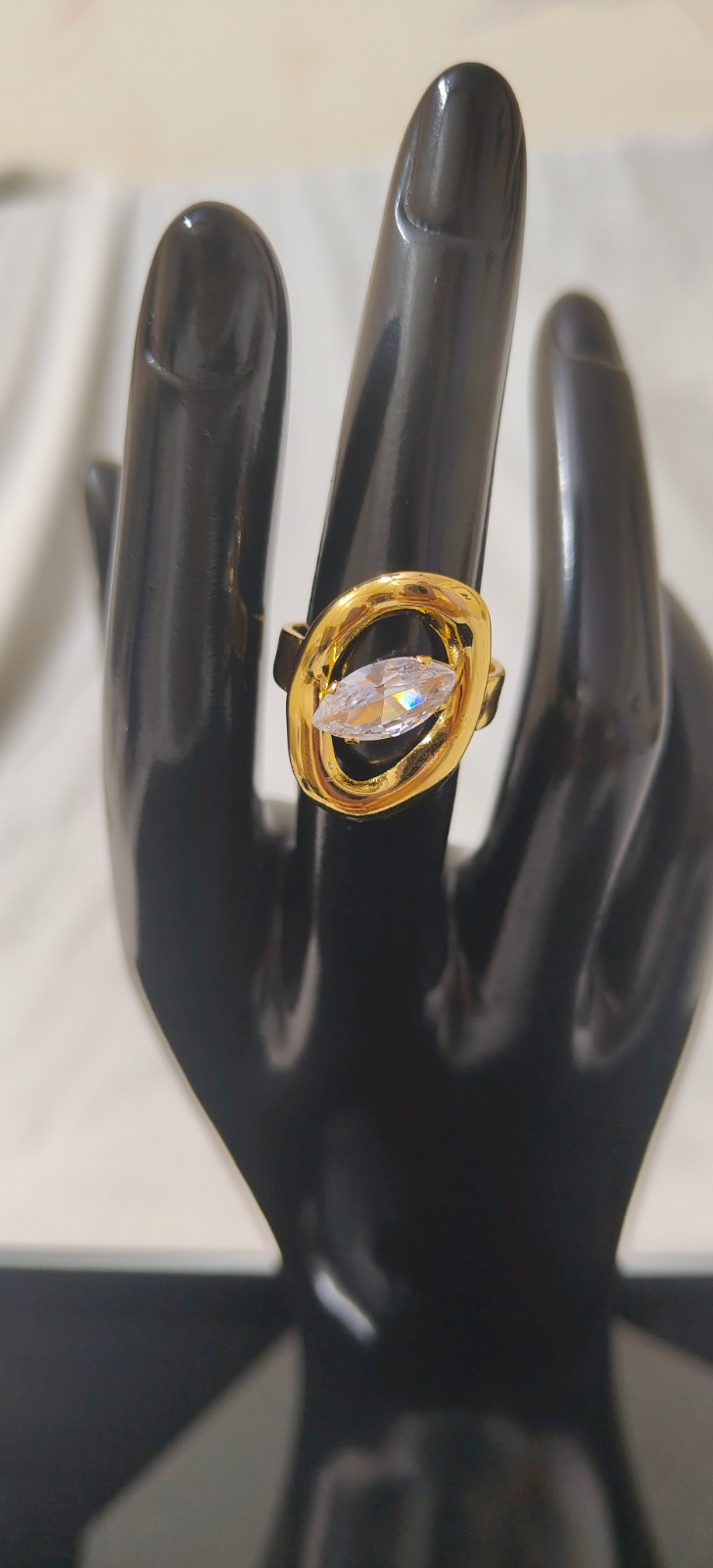 Anti Tarnish Golden White Stone Ring