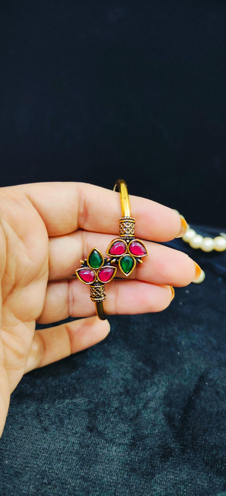 Anti Tarnish Green & Pink Stone Bracelet