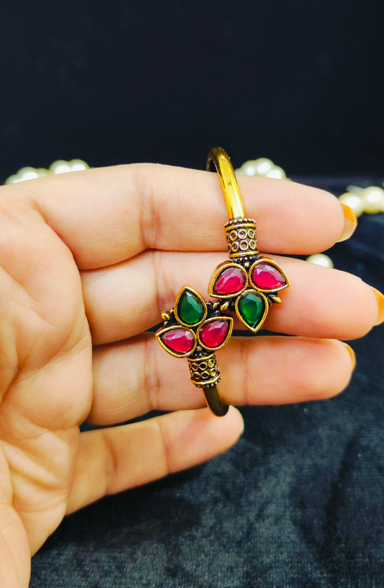 Anti Tarnish Green & Pink Stone Bracelet