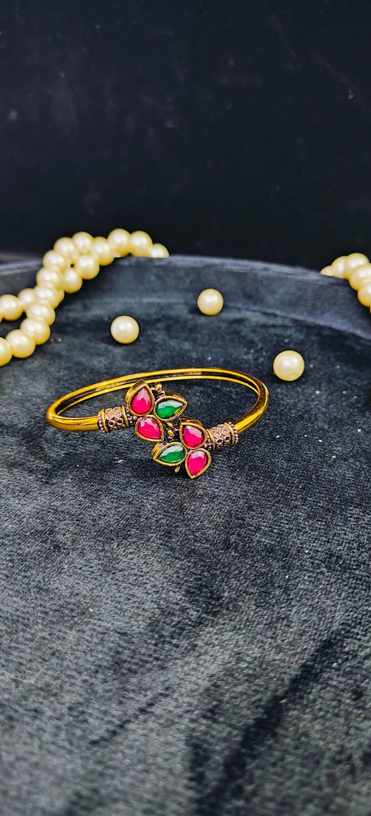 Anti Tarnish Green & Pink Stone Bracelet