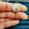 Anti Tarnish Leaf White Stone Premium Ring