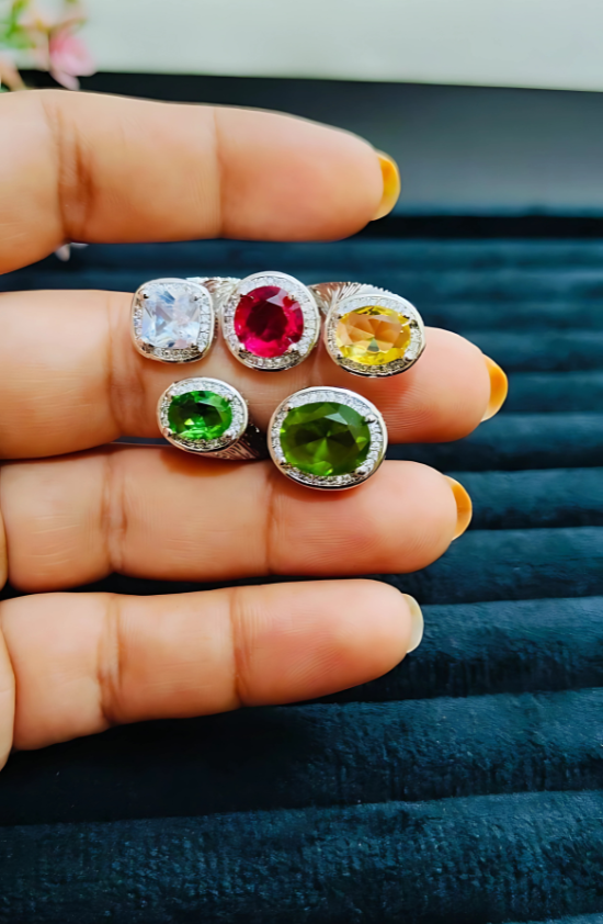 Anti Tarnish Multi Colors Stone Premium Ring