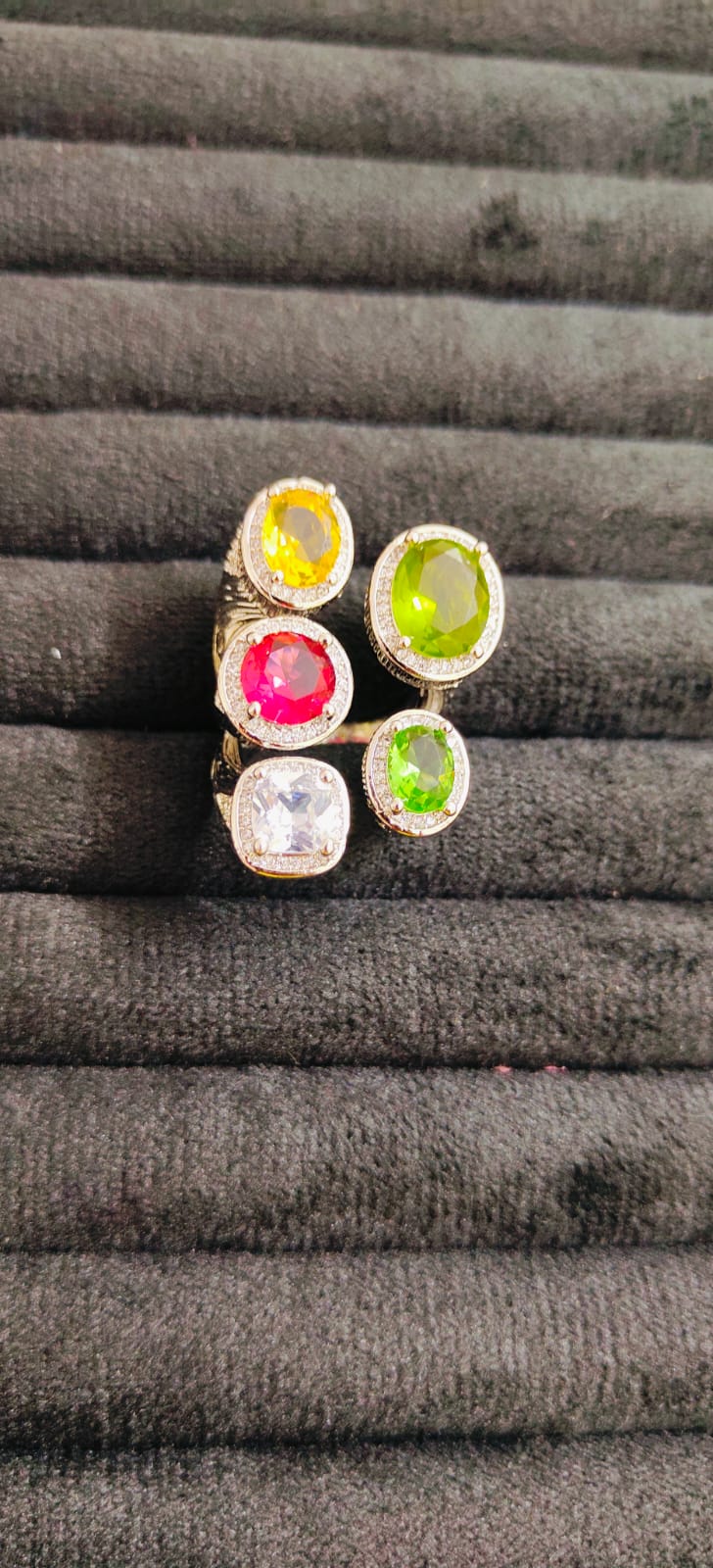 Anti Tarnish Multi Colors Stone Premium Ring