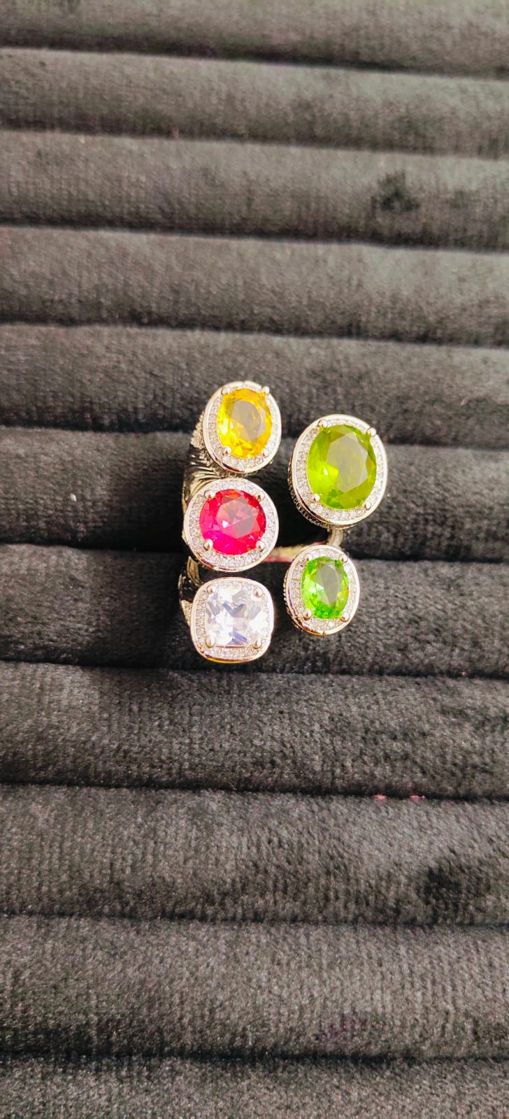 Anti Tarnish Multi Colors Stone Premium Ring