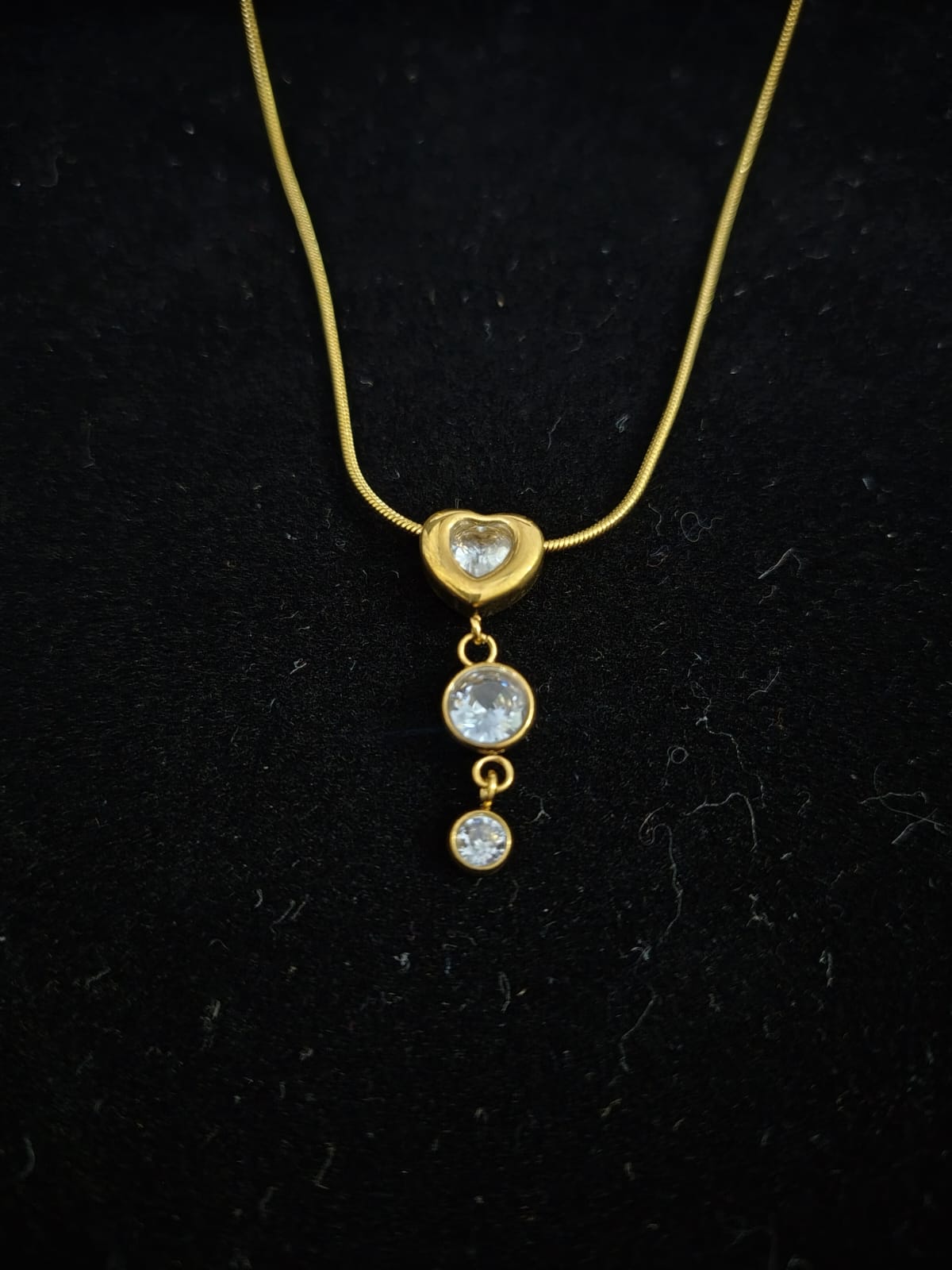 Anti-Tarnish Gold Plated Necklace With White Stone