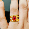 Anti Tarnish Red Stone Ring