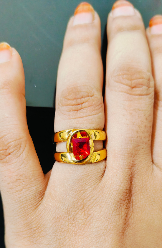 Anti Tarnish Red Stone Ring