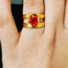 Anti Tarnish Red Stone Ring