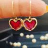 Anti-Tarnish Scarlet Heart Hoops