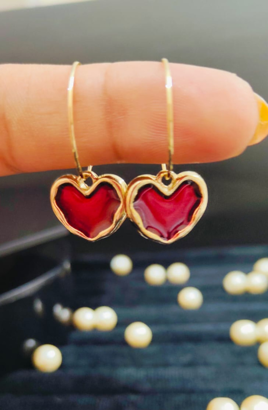 Anti-Tarnish Scarlet Heart Hoops