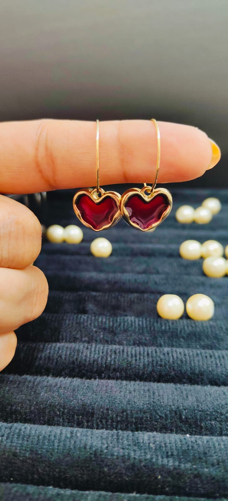 Anti-Tarnish Scarlet Heart Hoops