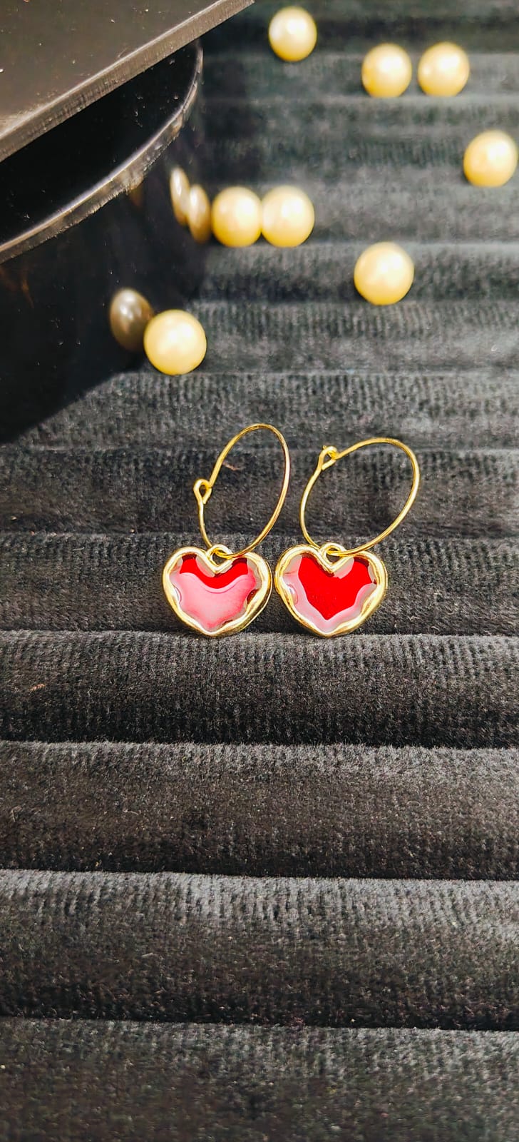 Anti-Tarnish Scarlet Heart Hoops