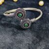Anti Tarnish Silver Bracelet With Green Stone