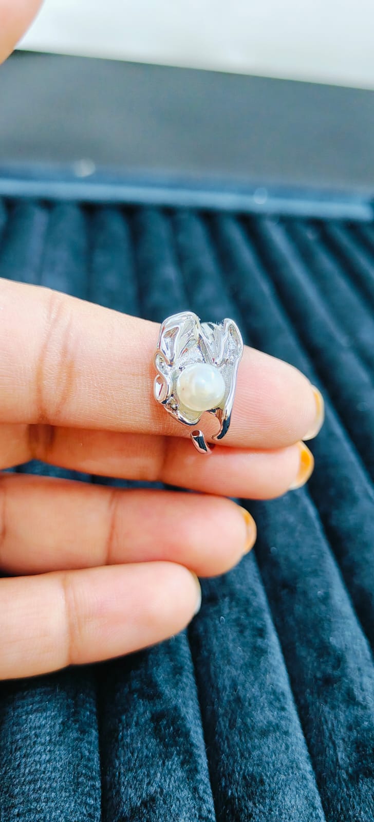 Anti Tarnish White Stone Adjustable Premium Ring