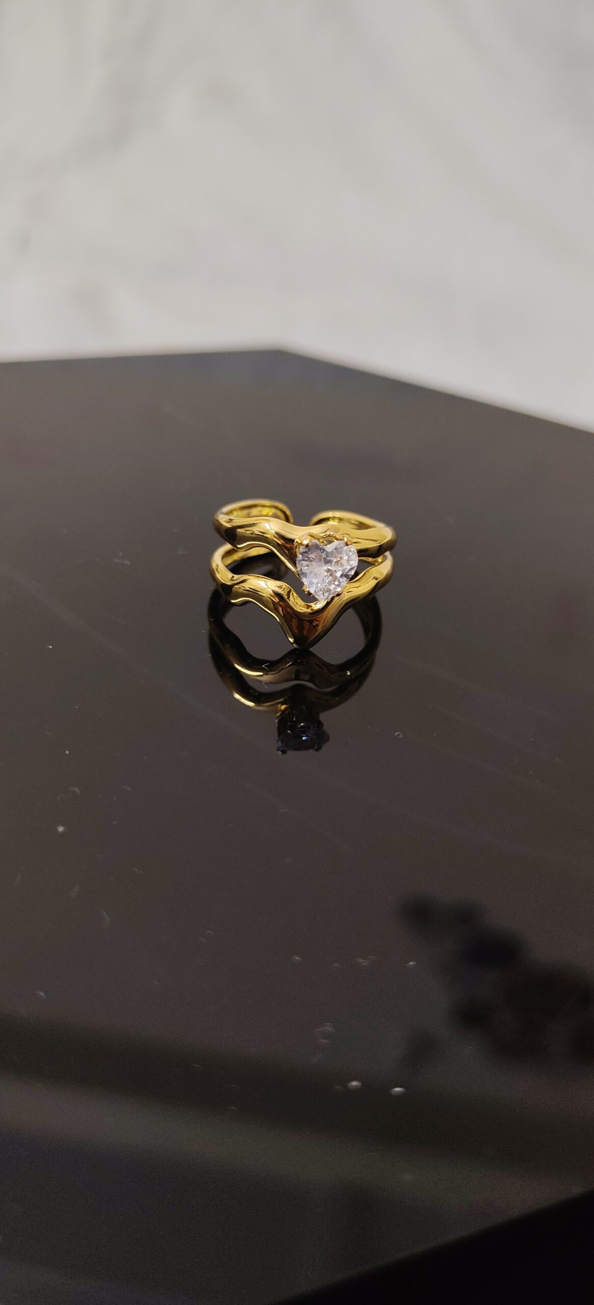 Anti Tarnish White Heart Glow Ring